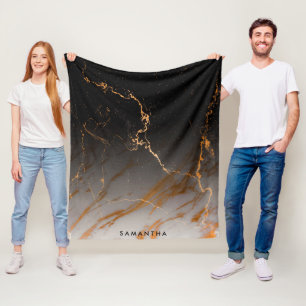Black & White Marble Fleece Blanket