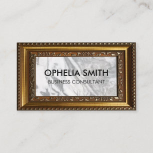 Black White Marble Gold Decorative Frame Business Card