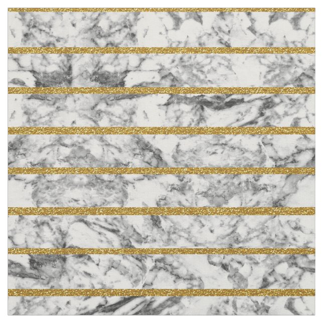 Black white marble gold glitter effect stripes fabric (Swatch)
