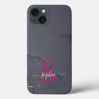 black & white marble gold glitter monogram
