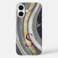 black & white marble gold glitter monogram