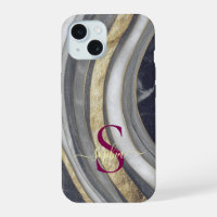 black & white marble gold glitter monogram