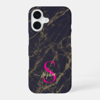 black & white marble gold glitter monogram