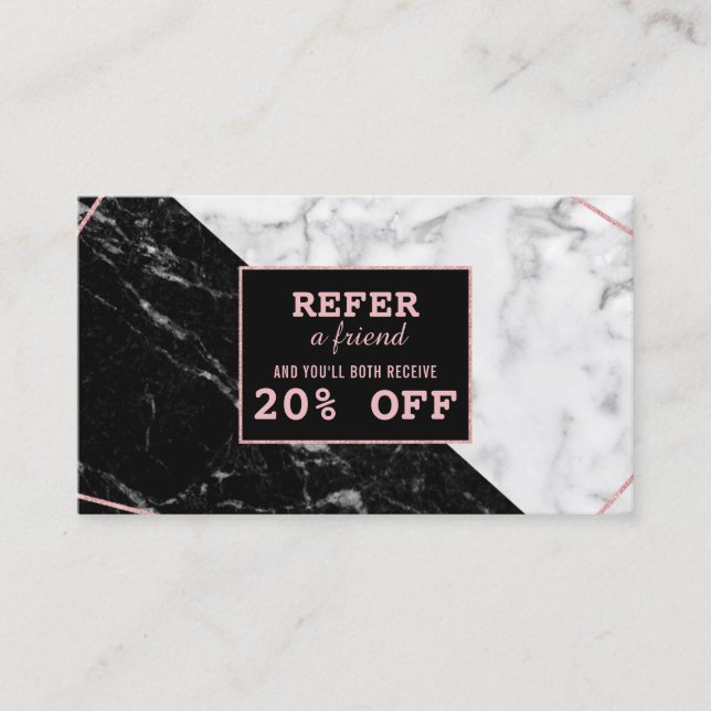 Black White Marble Gold Makeup Artist Referral (Front)