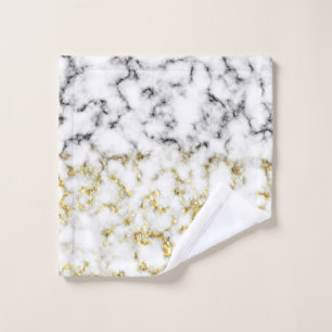 Black white marble gold sparkle flakes texture wash cloth