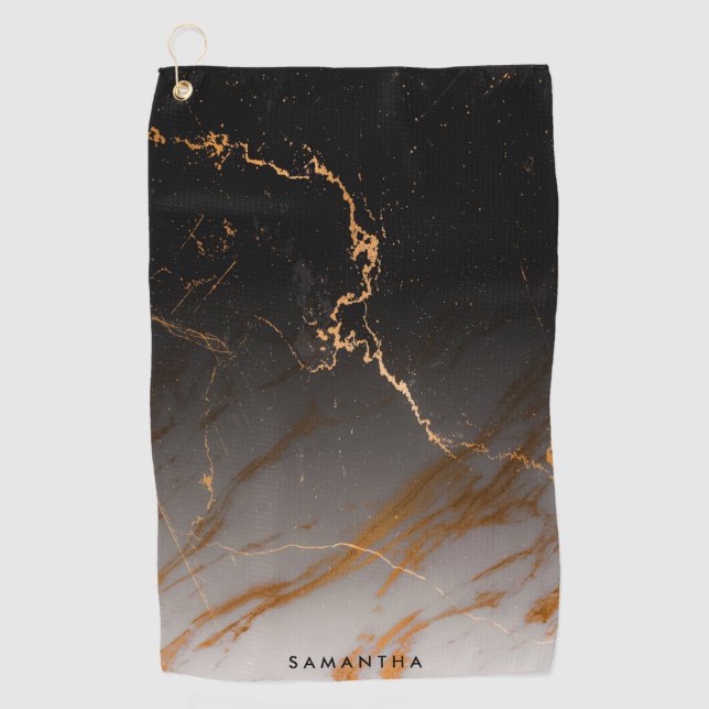 Black & White Marble Golf Towel (Front)