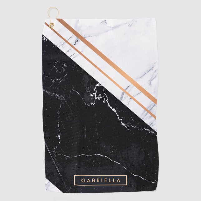Black & White Marble Golf Towel (Front)