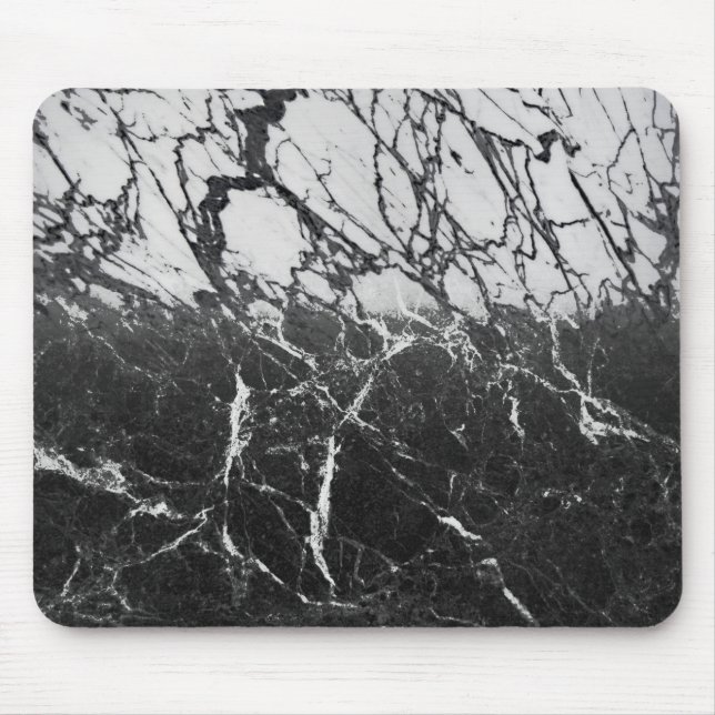 Black & White Marble Modern Glam Trendy Mouse Pad (Front)