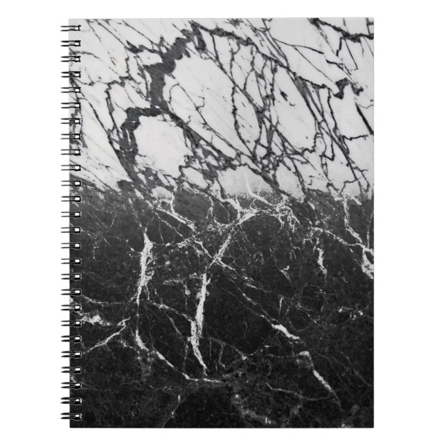 Black & White Marble Modern Glam Trendy Notebook (Front)