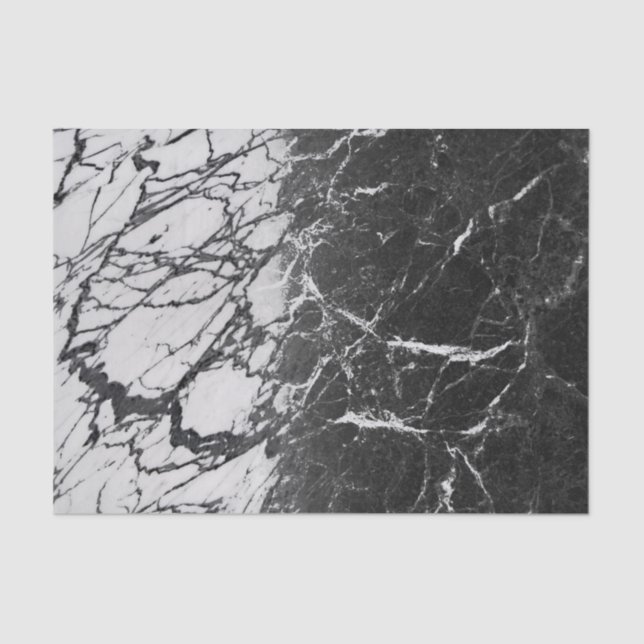 Black & White Marble Modern Glam Trendy Party Tissue Paper (Front)