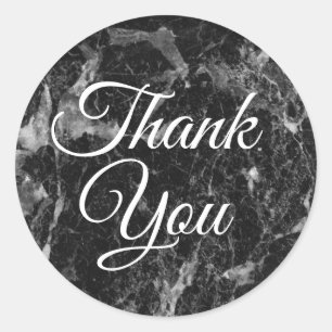 Black & White Marble Modern Trendy Favour Treat Classic Round Sticker