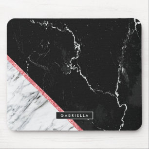 Black & White Marble Mouse Pad
