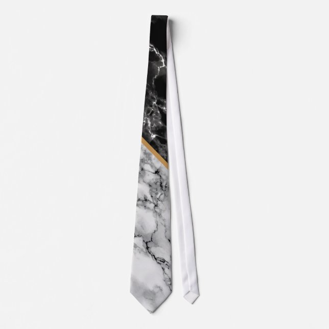 Black White Marble Neck Tie (Front)