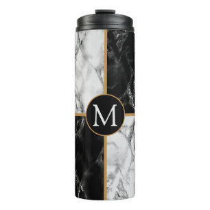 Black White Marble Personalised Thermal Tumbler