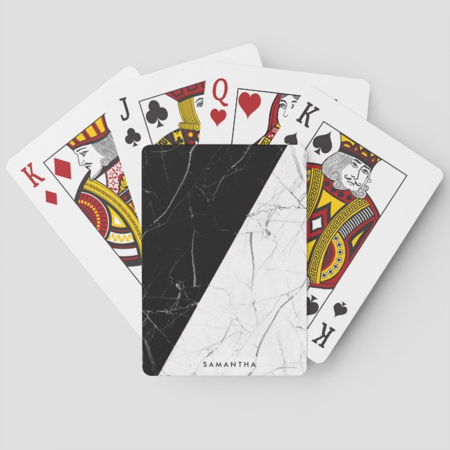 Black & White Marble Playing Cards (Back)