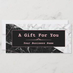 Black White Marble Rose Gold Gift Certificate