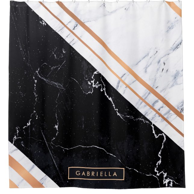 Black & White Marble Shower Curtain (Front)