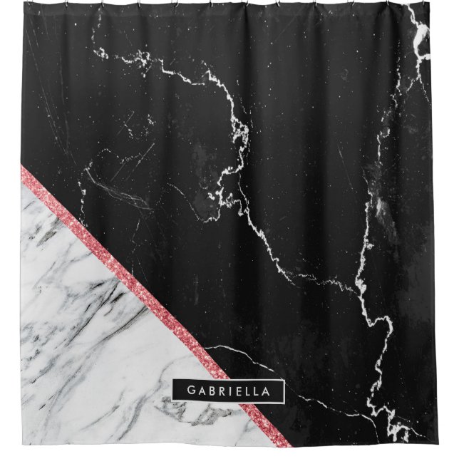 Black & White Marble Shower Curtain (Front)