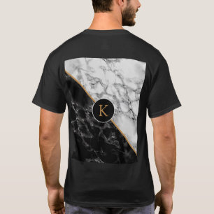 Black & White Marble Stone - Add Your Letter/Year T-Shirt