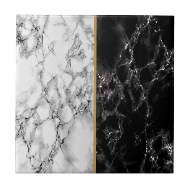 Black & White Marble Stone - Ceramic Tile (Front)