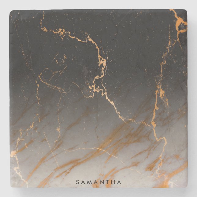 Black & White Marble Stone Coaster (Front)