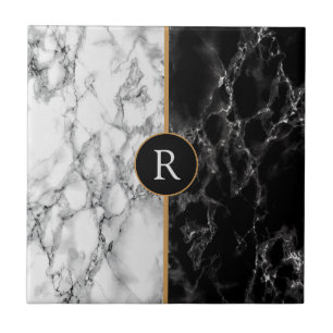 Black & White Marble Stone - Customisable Ceramic Tile