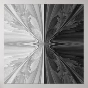 Black & White Marble Stone Ying Yang Poster