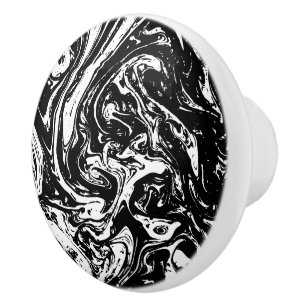 Black & White Marble Style Ceramic Pull