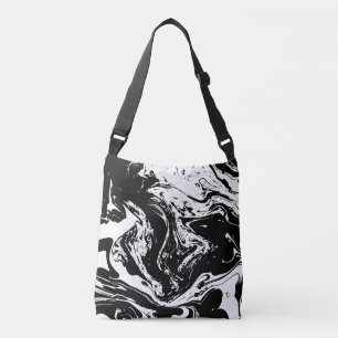 Black & White Marble Style Cross-Body Bag