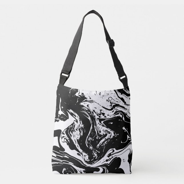 Black & White Marble Style Cross-Body Bag (Front)