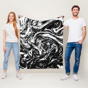 Black & White Marble Style Fleece Blanket