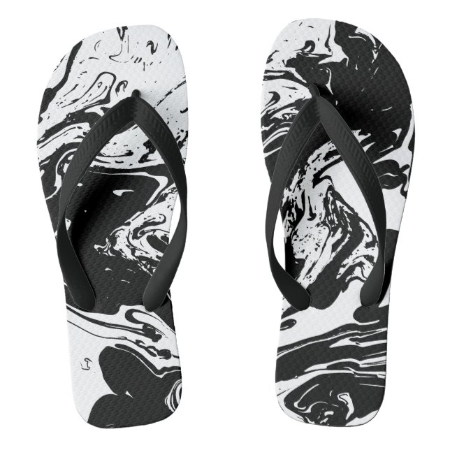 Black & White Marble Style Flip Flops (Footbed)