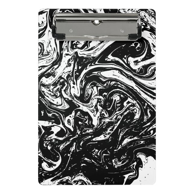 Black & White Marble Style Mini Clipboard (Front)