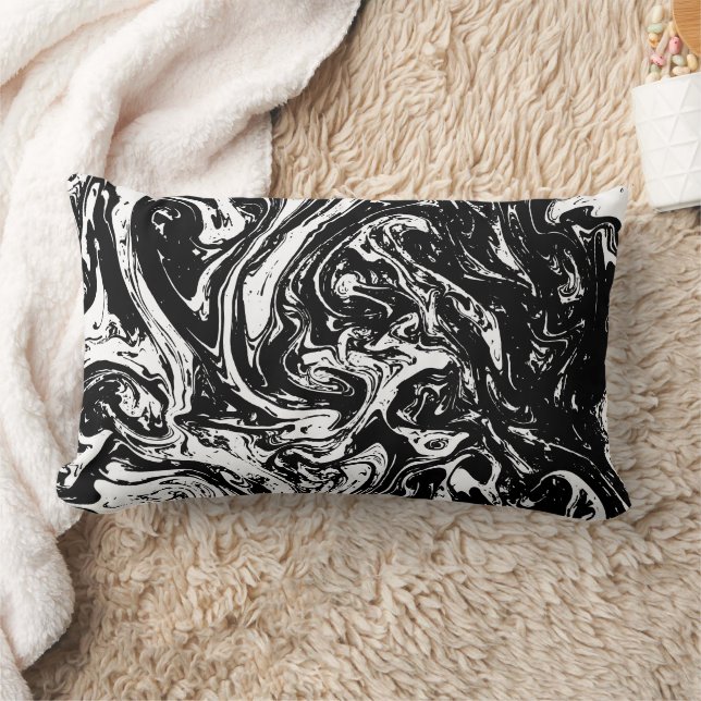 Black & White Marble Style Throw Pillow (Blanket)