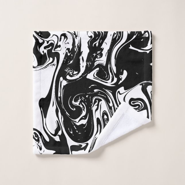 Black & White Marble Style Wash Cloth Towel (Wash Cloth)