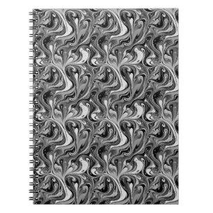 Black White Marble Swirl Monochrome Abstract Notebook