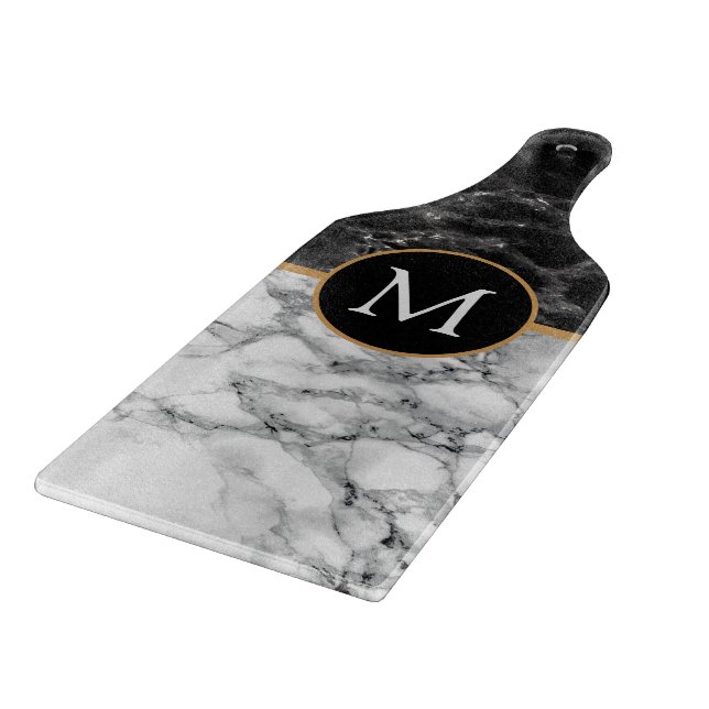 Black White Marble Your Personalised Cutting Board (Corner)