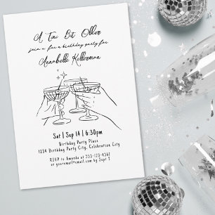 Black White Martini Birthday Party Invitation