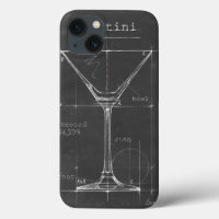 Black & White Martini Glass Blueprint