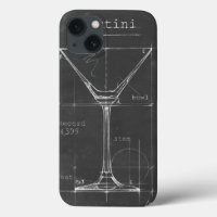 Black & White Martini Glass Blueprint
