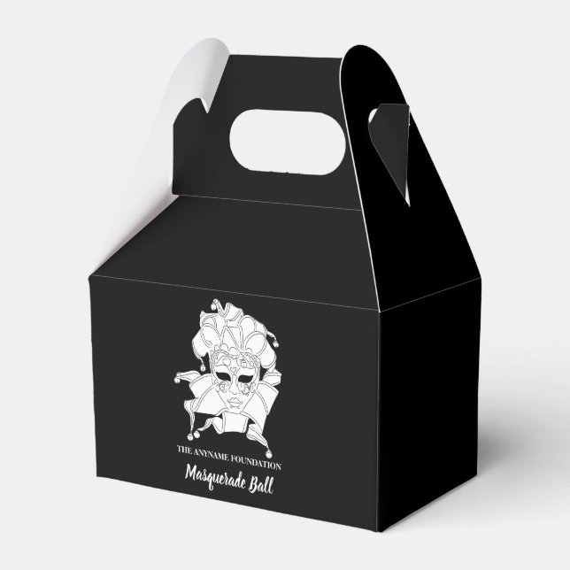 Black & White Masquerade Ball Fundraiser Gala Favour Box (Front Side)