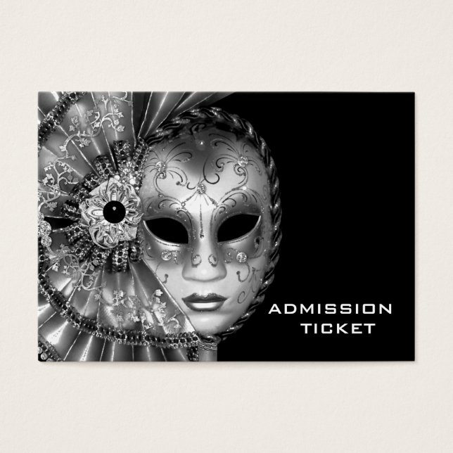 Black White Masquerade Party Admission Tickets (Front)