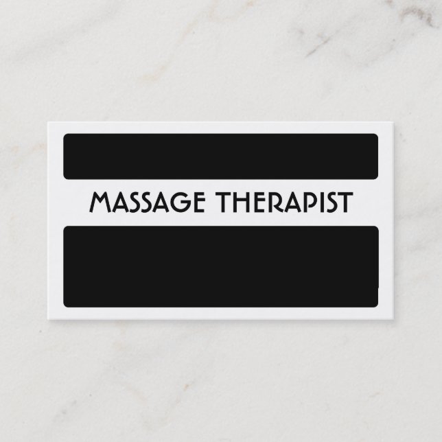 Black white Massage Therapist business cards (Front)