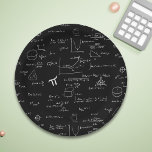 Black White Math Equations Graphics Graduation Paper Plate<br><div class="desc">Great math paper plates for graduations,  teacher's parties,  retirements,  birthdays and more. The background is dark grey with all the formulas and equations in white,  handwritten,  as if it was chalk. Illustrated and designed by Patricia Alvarez.</div>