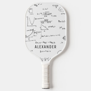 Black White Math Science Pickleball Paddle