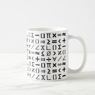 Black & White Math Signs & Symbols Pattern Coffee Mug