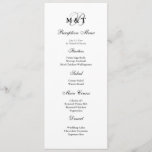 Black & White Matte Monogram Wedding Menu<br><div class="desc">This elegant Monogram design is perfect for your special occasion. A shimmery metallic paper has been selected for this design. Text and Colour scheme is fully customisable. If you require assistance with a different theme colour please send a message to inspired.studios@hotmail.com We also carry matching stationary including Invitations, Save the...</div>