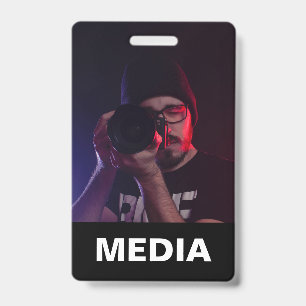 Black & White Media All Access Pass Photo ID  Badge