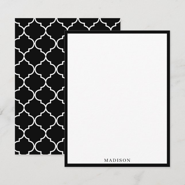 Black & White Mediterranean Moroccan Pattern Card (Front/Back)