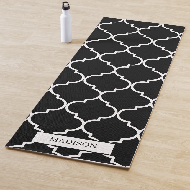 Black & White Mediterranean Moroccan Pattern  Yoga Mat (In Situ)